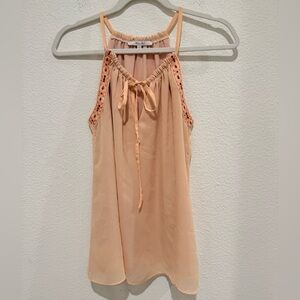 Miss Me peach-colored tank top  spaghetti straps embroidered detail Small